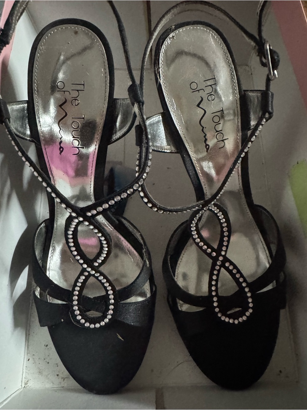Touch of Nina Black Rhinestone Dress heels (CL-5)